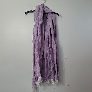 SASSO + SMYTH  Linen  Blend With Fringe-Trim Scarf
